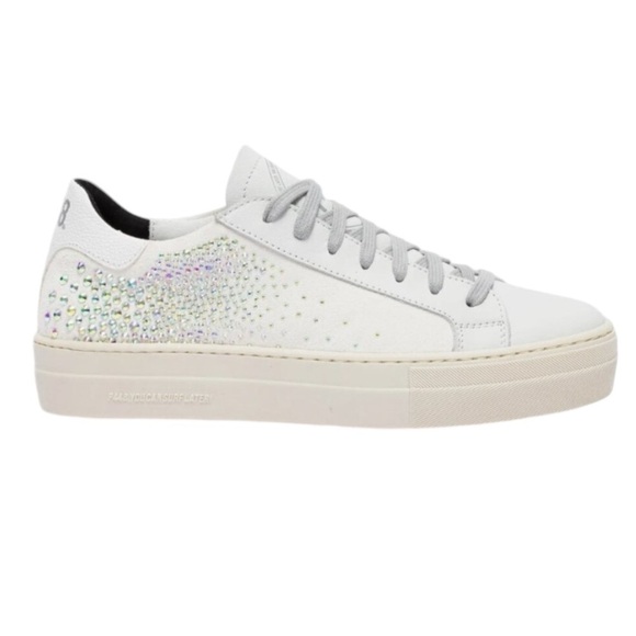 P448 Shoes - P448 Thea‎ Platform Sneaker White w/ Iridescent Crystals EU Size 36 USA 5.5 5
